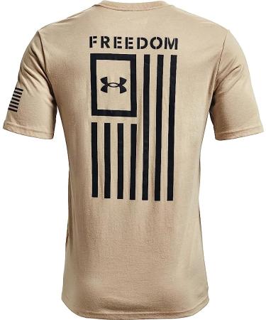 Under Armour Men's New Freedom Flag T-Shirt - Desert Sand/Black, Large - Buy Online on GoSupps.com