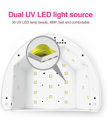 Professional 48W UV LED Nail Lamp Dryer with 4 Timers - Portable Gel Nail Polish Light for Salon & Home - White - Buy Online on GoSupps.com