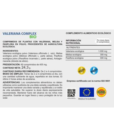 Robis Robis Valeriana Complex Organic Food Supplement - 60 capsules - Buy Online on GoSupps.com