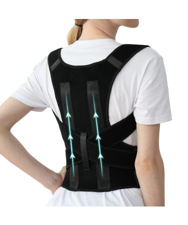 Posture Corrector for Women and Men, Adjustable Breathable Back Straightener, Upper Back Brace for Clavicle Support and Providing Pain Relief from Neck, Back & Shoulder Black S Black Small