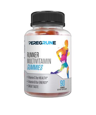 PEREGRUNE Runner Multivitamin Gummy Fruit Flavored Daily Vitamin for Running with Vitamins A C D E and B Complex  50% Less Sugar  Helps Health Recovery Endurance and Energy