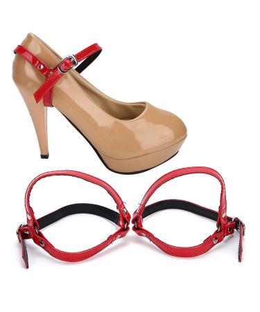 Yuyte 1 pair of women high heels laces removable shoe straps high heels artificial leather-high ankle straps suitable for high heels sandals women shoe accessories (red)