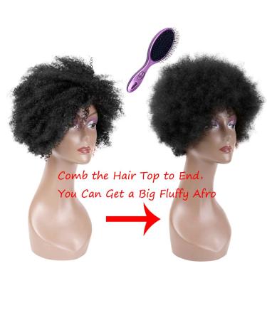 Queentas 8 #1B Short Afro Curly Real Hair Wig for Women - Natural Winding Curls with Free Hairnet | 20.32 cm - Buy Online on GoSupps.com