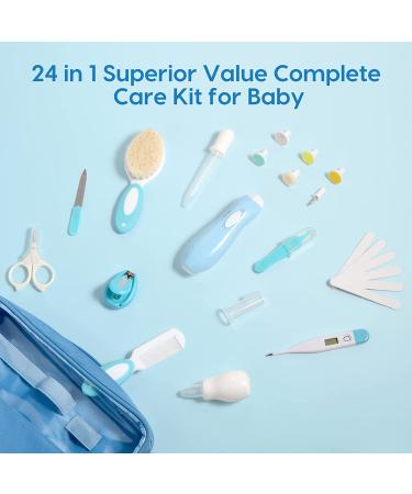 Lupantte 24-in-1 Baby Healthcare & Grooming Kit - Electric Nail Trimmer, Nursery Care Set, Toddler Clippers, Medicine Dispenser - Blue Baby Care Products - Buy Online on GoSupps.com