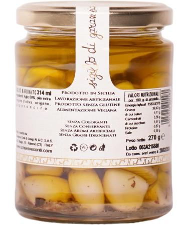 Marinated Garlic Cloves in extravirgin olive oil - One glass jar of 314 ml. - Conserve Conti - Sicilian artisan production - Buy Online on GoSupps.com