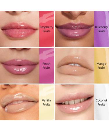 6Pcs Fruity Lip Balm & Gloss Set Hyaluronic Acid Nourishing Lip Balm for Dry Lips Long-Lasting Moiturizing Coconut & Raspberry & Blueberry & Peach & Mango & Vanilla Hydrating Lip Care for Women 0.34 Fl Oz 6Pcs 6 Count  - Buy Online on GoSupps.com