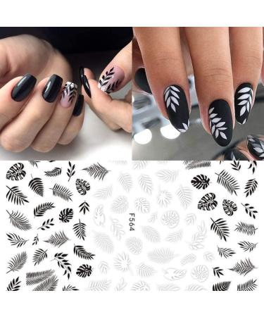 12 Sheets Black & White Floral Nail Art Stickers - Self-Adhesive Designs for Manicure | Elegant Nail Decorations for Women & Girls - Buy Online on GoSupps.com