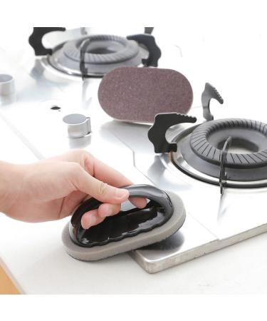 Magic Sponge Brush with Handle Scouring Pad Pot Scrubber Nano Emery Sponge for Powerful Cleaning - Durable and Versatile Kitchen Cleaning Tool (Black 3 Pcs) Black 3 Pcs - Buy Online on GoSupps.com