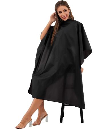 Black Waterproof Hair Salon Cape 59x47 Inch Pack of 3 - Professional Barber Cape with Metal Snap Closure for Adults - Water Resistant Hairdressing Cape - Buy Online on GoSupps.com