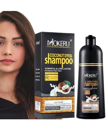 MOKERU Coconut Dark Brown Hair Dye Shampoo for Gray Hair  Semi-Permanent Hair Color Shampoo for Women and Men  Fast Acting and Long Lasting  3 in 1- 100% Grey Coverage(17.6 Fl oz)