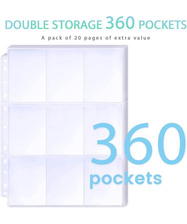 360 Pockets Binder Card Sleeves Double-Sided 9 Pocket Trading Card Pages for 3 Ring Binder  Clear Plastic Pages Sleeves for Sport Cards  Business Cards  Game Cards  Photos 20 - Buy Online on GoSupps.com