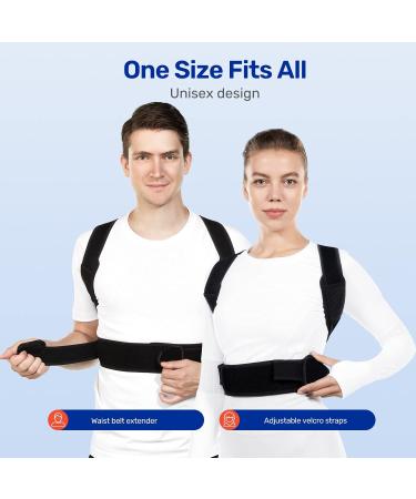 VOKKA Posture Corrector for Men and Women - Fully Adjustable Back Support Brace - Breathable and Comfortable - Pain Relief for Neck, Back, Shoulders - Black X-Large - Buy Online on GoSupps.com