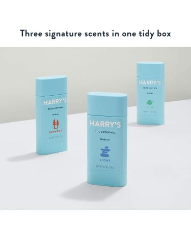 Harry's Men's Aluminum-Free Deodorant Variety Pack - 3 Count (Stone, Shiso, Redwood) - Odor Control - Buy Online on GoSupps.com