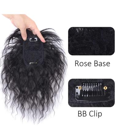 10inch Real Human Hair Topper 8x12cm Rose Base Loose Curly Clip in Hairpiece for Women Cover Thin Hair (Brown) - Buy Online on GoSupps.com