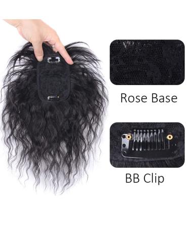10 Human Hair Topper - 8x12cm Rose Base Curly Clip-in Hairpiece for Women - Black Hairpieces to Cover Thin Hair - Buy Online on GoSupps.com