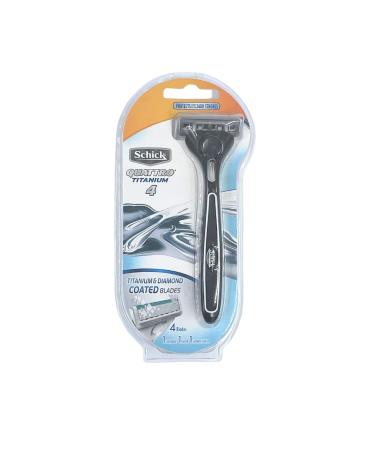 Schick Quattro Razor & Cartridges, Titanium Coated Blades, 1 Razor, 2 Cartridges , Packaging May Vary Silver 4 Piece Set