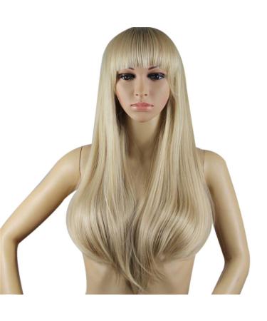 Battnot women wigs blonde long front wave -shaped full party natural synthetic less curly wave heat -resistant hair wigs women (65cm (long) 38cm (curly) gold) 65cm (long) 38cm (curly) gold