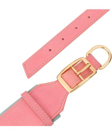 Personalized PU Leather Dog Collar for Medium & Large Dogs - Soft Padded Engraved Name Tag Comfortable Pink Design (L: 43-51cm) - Buy Online on GoSupps.com