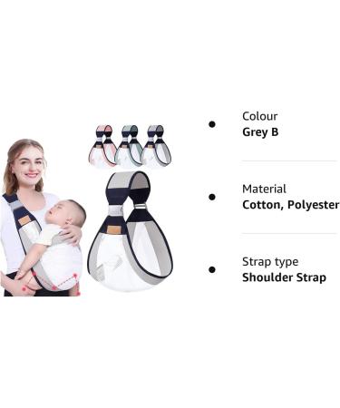 HINATAA Breathable Baby Sling | Adjustable Baby Carrier Wrap | Quick Dry with Thick Shoulder Straps | 0-36 Months Baby | Grey B - Buy Online on GoSupps.com