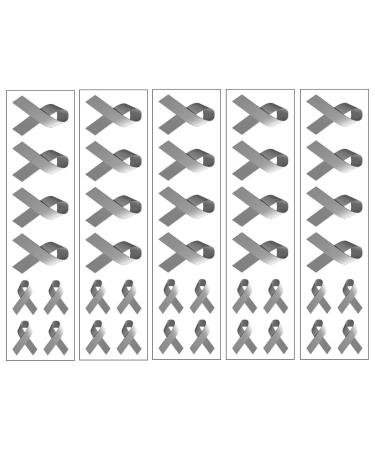 40 Gray/Grey Ribbon Temporary Tattoos: Brain Cancer Awareness Tattoo