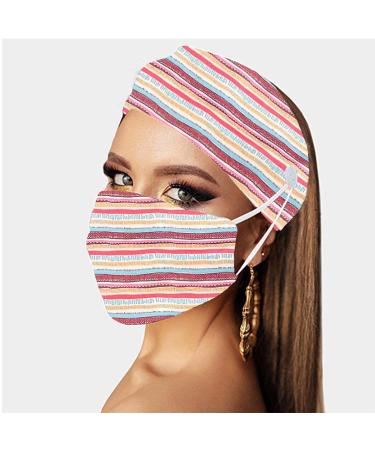 Boho Bandeau Headbands Leopard Headscarfs with Mask Buttons - Set of 2 Floral Hair Accessories for Women - Buy Online on GoSupps.com