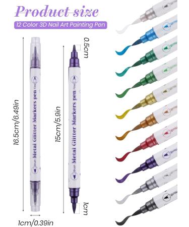 Kalolary 3D Dual-Ended Metallic Nail Art Pens Set - 10pcs Fine Tip Manicure Tools for DIY Painting Nails - Ideal for Easter Beauty Adorn - Women and Girls - Buy Online on GoSupps.com