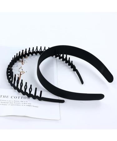 Cinaci 10 Pieces in 5 Styles Non Slip Dark Coffee Black Wavy Braided Matte Wide Thin Elastic Plastic Headbands with Teeth Sports Hair Bands for Men Women Girls Teens Kids Dark Coffee+Black - Buy Online on GoSupps.com