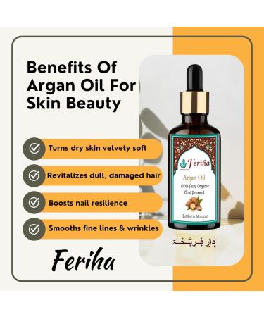 FERIHA Moroccan Extra Virgin Argan Oil, Cold Pressed, Premium Quality, Freshly Bottled in Souss-Agadir - Buy Online on GoSupps.com