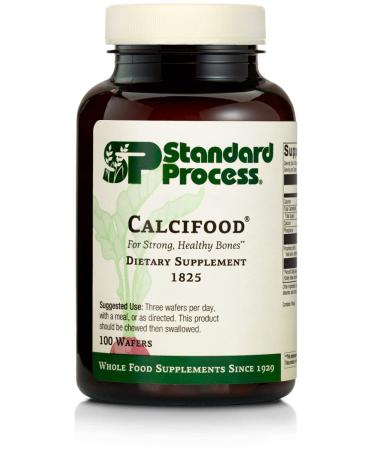 Standard Process Calcifood - Supports Calcium Absorption - Build Bone Strength with Calcium Phosphorus Defatted Wheat Germ Organic Carrot Date Fruit Honey and More - 100 Wafers