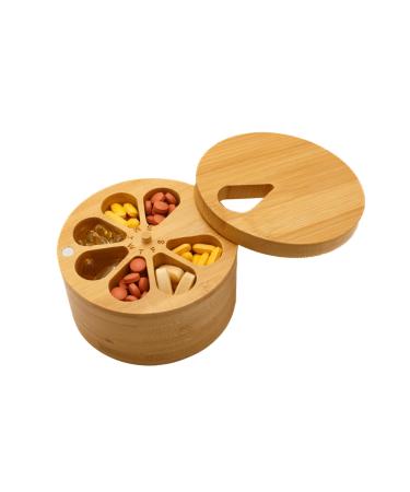 Medicine Organizer Wood Daily Weekly Travel Pill Organizer and Pill Holder Vitamin Medicine Pill Organizer Case Box Pill Box Day Improved Design with Double Capacity | (DoubleCapacity)