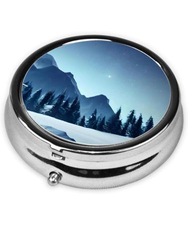 Snowy Forestround Pill Box - 3 Compartment Portable Organizer for Travel & Purse | Best Pill Box for Easy Medication Management - Buy Online on GoSupps.com