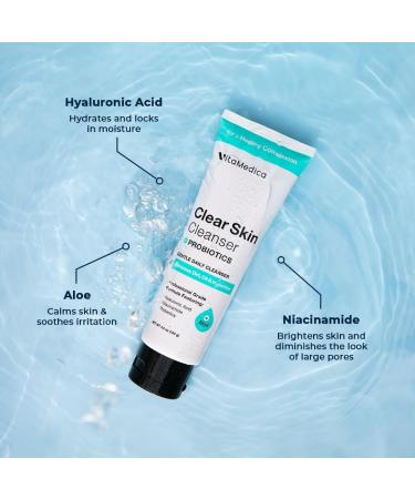 VitaMedica Clear Skin Probiotic Cleanser | Hydrating Gel Face Wash with Hyaluronic Acid & Niacinamide | International Shipping Available - Buy Online on GoSupps.com