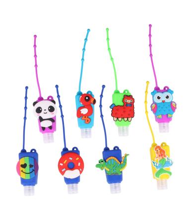 minkissy 8pcs Cartoon Pattern 30ml Hand Silicone Case Refillable Bottles Travel Bottle Keychain Holder Kids Bottle Perfume Bottle Case Plastic Portable Bottle Disposable