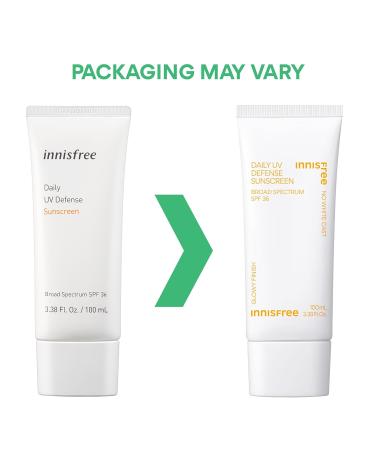 Innisfree Daily UV Defense Sunscreen SPF 36 | Invisible Korean Sunscreen with No White Cast - 3.38 oz / 100 ml | International Shipping Available - Buy Online on GoSupps.com