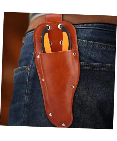 Minkissy 2pc Shear Set Leather Sheath Holder for Hairdressing & Garden Scissors - Durable Salon Pliers Storage Light Brown 23.2x8cm - Buy Online on GoSupps.com