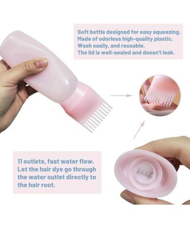 2PCS Hair Oil Applicator Bottles - Root Comb & Dye Brush Squeeze Bottles with Graduated Scale (Pink) - Buy Online on GoSupps.com