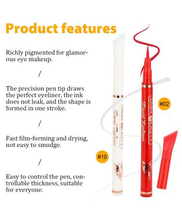 Kaely 2Pcs Red White Liquid Wing Eyeliner Stamp Eye Pencil Makeup Set - Waterproof Colored Eye Liners - 2 Count (Pack of 1) - Buy Online on GoSupps.com