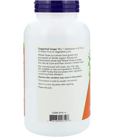 Buy Now Foods Certified Organic Wheat Grass Powder - 9 oz (255 g) | Superfood for Health - Buy Online on GoSupps.com