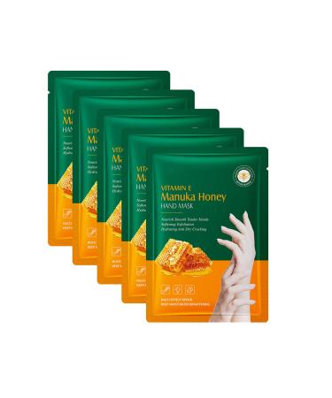 Grgowe 5 pairs of moisturizing gloves with mask vitamin E hand mask hand mask for dry hands moisturizes and hydrates repairs rough skin for men and women