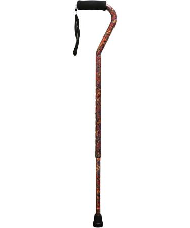 PCP Mobility & Homecare Adjustable Cane Aluminum Offset Handle with Wirst Strap Paisley Pattern - Buy Online on GoSupps.com