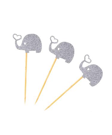 3pcs Gold Glitter Toppers cocktail picks Elephant Cupcake Picks Wedding Topper Heart Glitter fruit cake Glitter Elephant Toppers picks food stick fruit earth tones lip gloss Silver medium