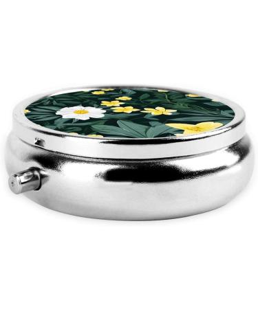 Hawaiian Round Pill Box - 3 Compartment Mini Decorative Travel Organizer | Portable Vitamin & Medicine Holder - Buy Online on GoSupps.com