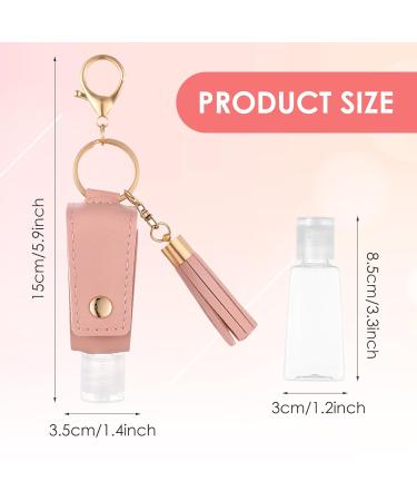 2Pcs Hand Sanitizer Keychain | Portable Leather Holder (30ml) for Travel | Refillable Case for Lotion & Liquid Soap - Black & Pink - Buy Online on GoSupps.com