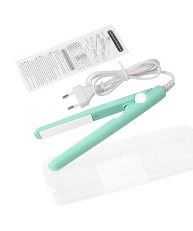 2 in 1 Mini Hair Straightener  US Plug  Ceramic Tourmaline Plate  Beauty Flat Iron Heating Curler Small Lightweight Portable Mini Flat Iron Curler for Home (Green)