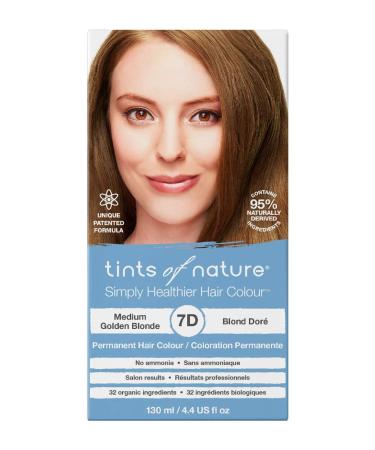 Tints of Nature Permanent Hair Dye, Nourishes Hair & Covers Greys, 1 x 130ml - 7D Medium Golden Blonde Single Golden Blonde (7D)