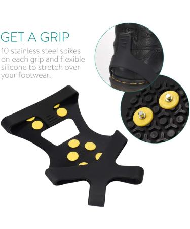 Navaris Silicone Shoe Spikes - 10 Metal Stollen for Snow & Ice Hiking - Claws for Women & Children (EU 37-40) - Buy Online on GoSupps.com