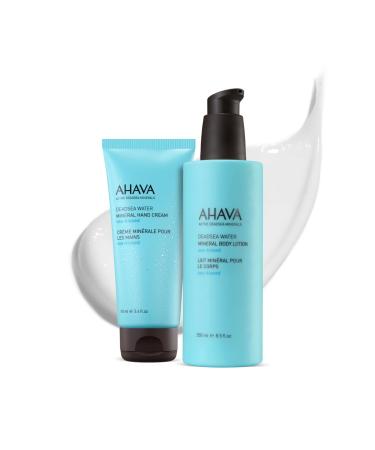 AHAVA Sea-Kissed Hand & Body Care Set Includes Hand Cream (100ml) & Body Lotion (8.5 Fl.Oz) | Enriched with Dead Sea Minerals Magnesium & Refreshing Sea-Kissed Fragrance