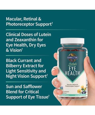 Garden of Life Herbals Eye Health Supplement - Lutein Zeaxanthin Sunflower & Safflower Oil for Dry Eyes & Vision Support - Non-GMO - Buy Online on GoSupps.com