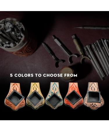 KONLLEN Leather Engraved Chalk Holder Magnetic Vegetable Tanned Leather Pool Cue Snooker Silent Billiard Accessories Blue - Buy Online on GoSupps.com