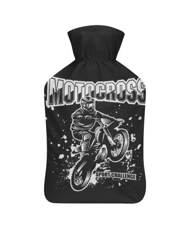 Motocross Hot Water Bottle With Cover Plush Bed Bottle Hand Warmer For Adults And Children 26.5X15.3cm